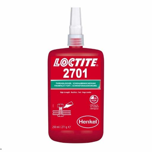 Bild von LOCTITE 2701, 250ml Flasche, Farbe: Grün hochfeste Schraubensicherung für verchromte Flächen 