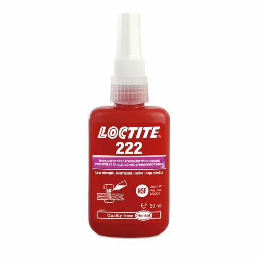 Bild von LOCTITE 222, 50ml Flasche, Farbe: Lila Schraubensicherung, niedrigfest, leichtes öffnen 